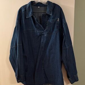 Dark Wash Denim Pullover Shirt